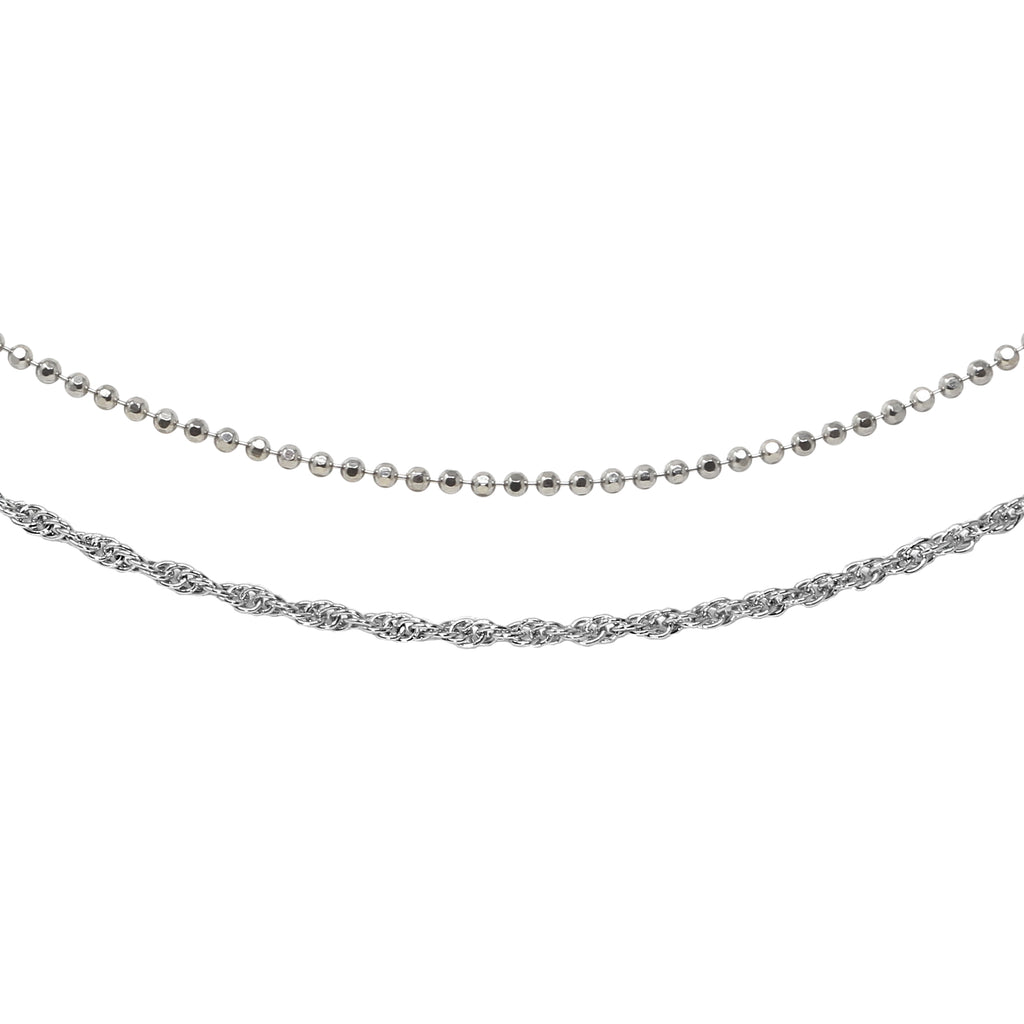 Lovely Layers Silver Bead & Silver Rope Necklaces