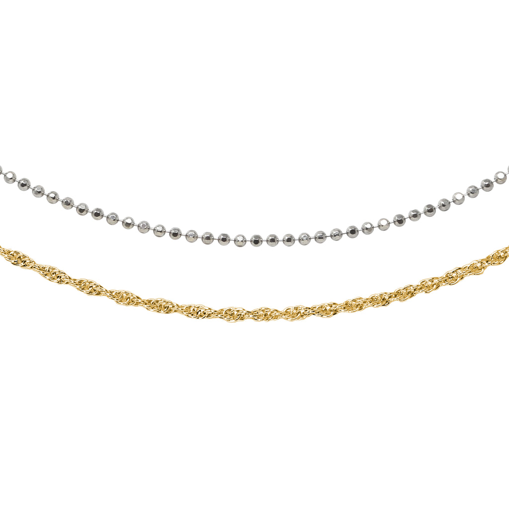 Lovely Layers Silver Bead & Gold Rope Necklaces