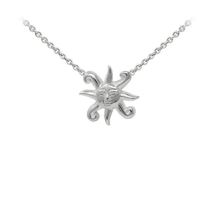 Sun with Face Sterling Silver Dainty Necklace