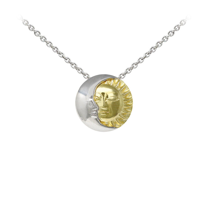 Celestial Moon & Sun Sterling Silver Dainty Necklace
