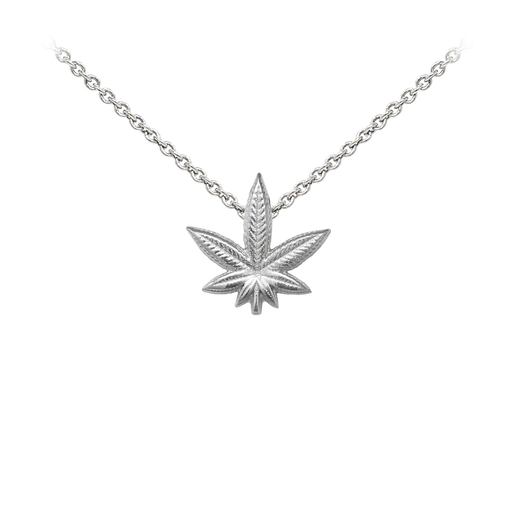 Hemp Leaf Sterling Silver Dainty Necklace