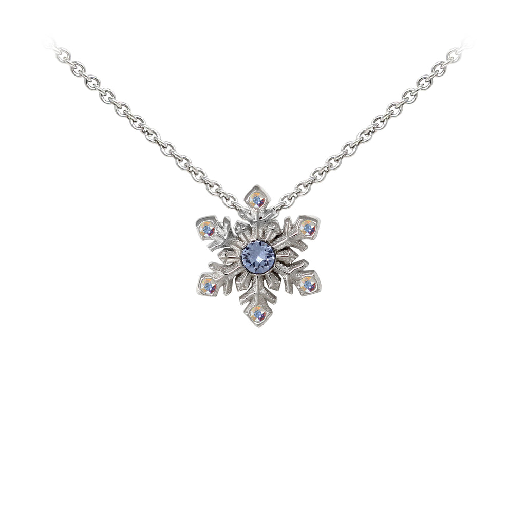 Snowflake w/Crystal Sterling Silver Dainty Necklace