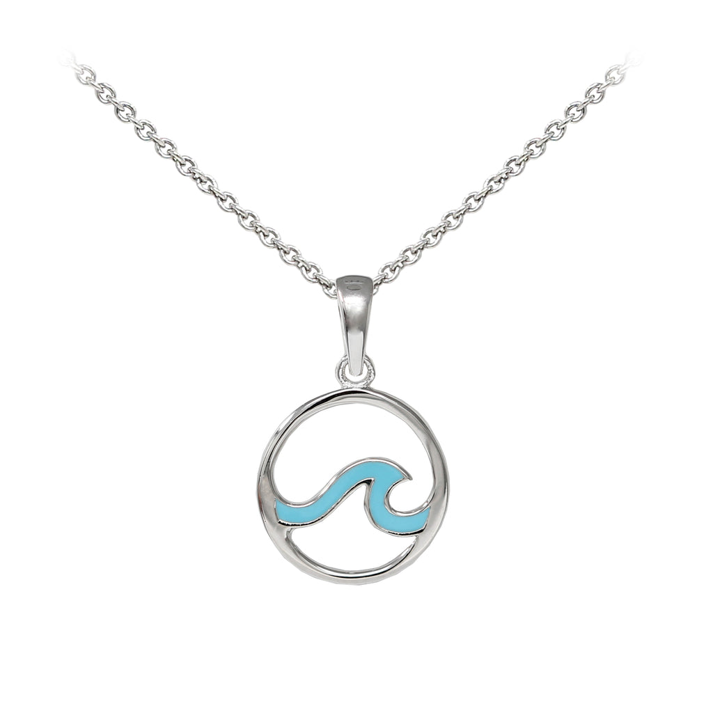 Wave Outline (Enamel) Sterling Silver Dainty Necklace