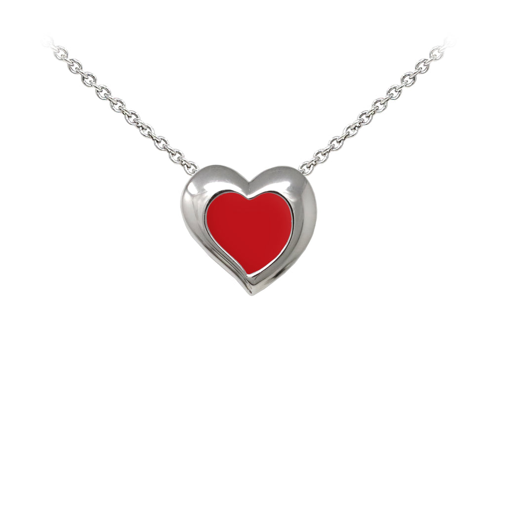 Red (Enamel) Heart Sterling Silver Dainty Necklace