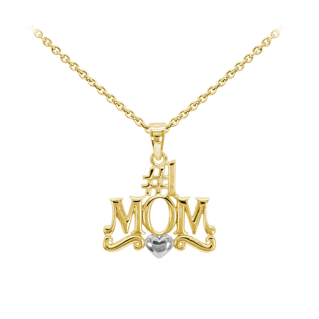 #1 Mom Two-Tone Sterling Silver Dainty Necklace
