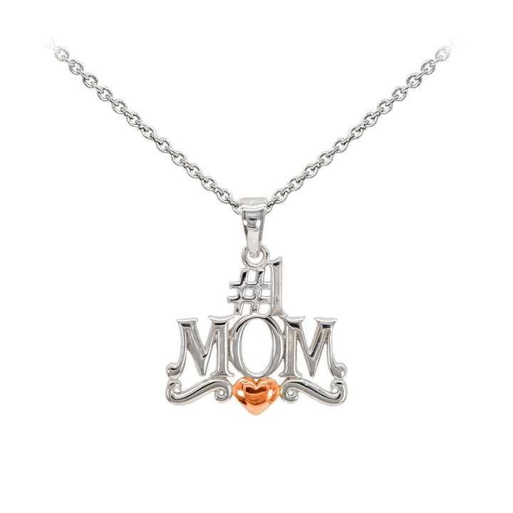 #1 Mom Two-Tone Sterling Silver Dainty Necklace