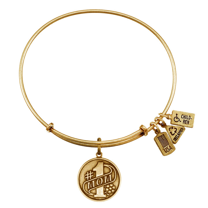 Number 1 Mom Charm Bangle