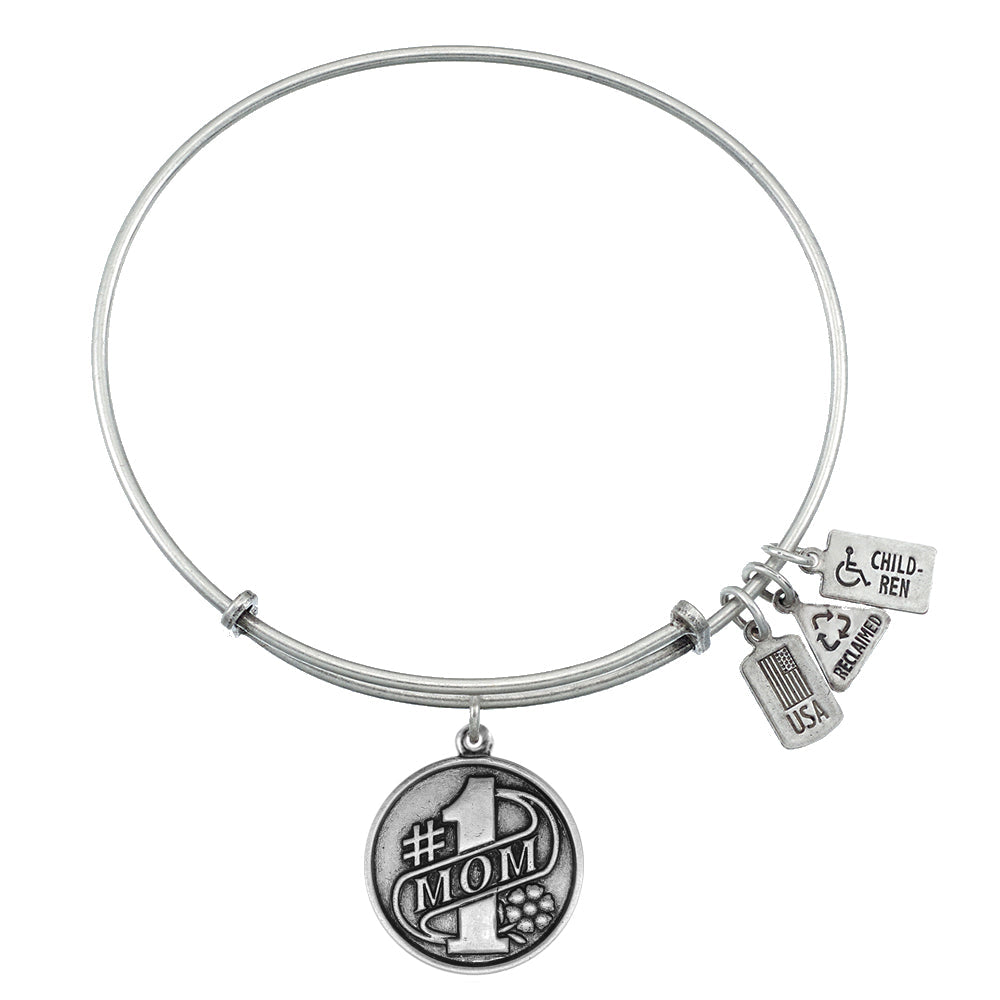 Number 1 Mom Charm Bangle