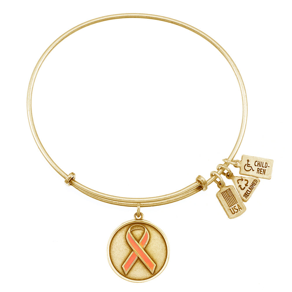 Orange Awareness Ribbon Charm Bangle