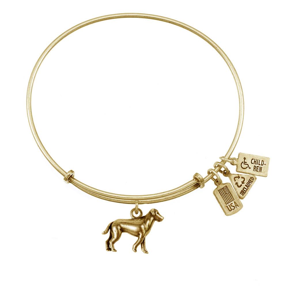 Wind & Fire - 3D Dog Charm Expandable Bracelet - Gold Tone