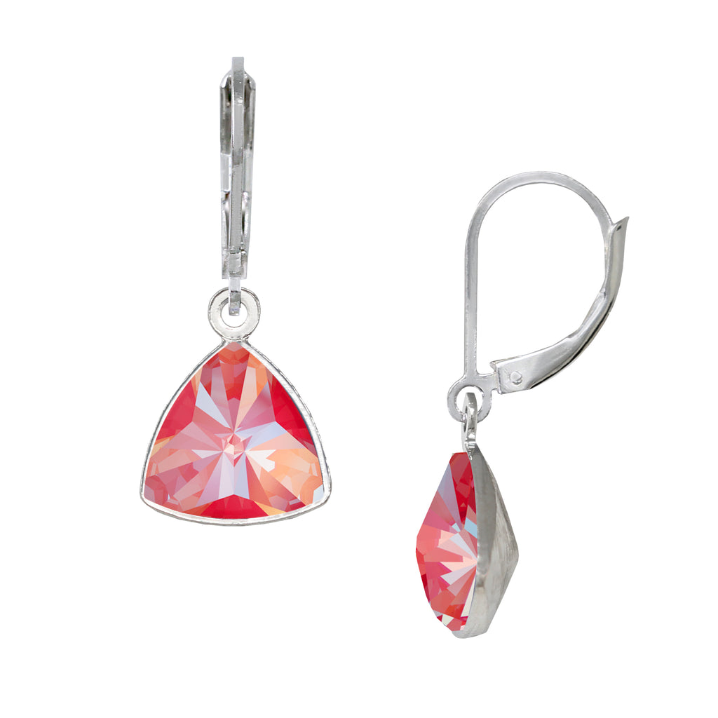 Coral Trillion Leverback Earrings