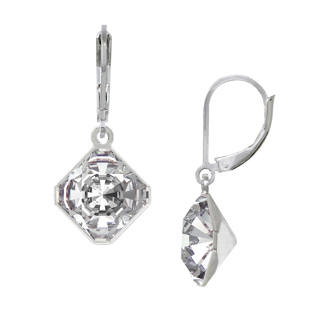 April Crystal 10mm Diamond-Shape Leverback Earrings
