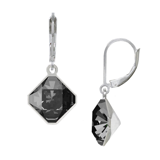 Black Diamond 10mm Diamond-Shape Leverback Earrings