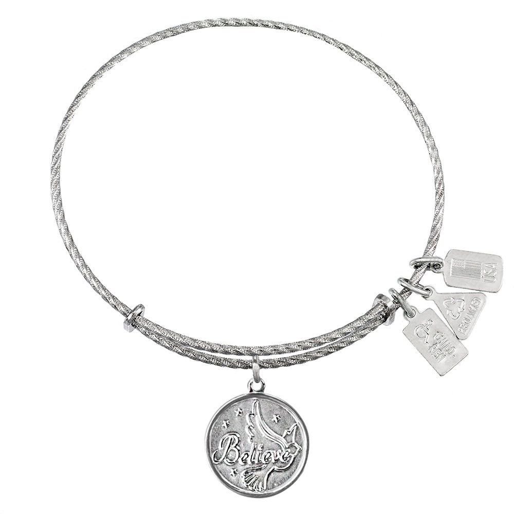 Believe Sterling Silver Charm Bangle