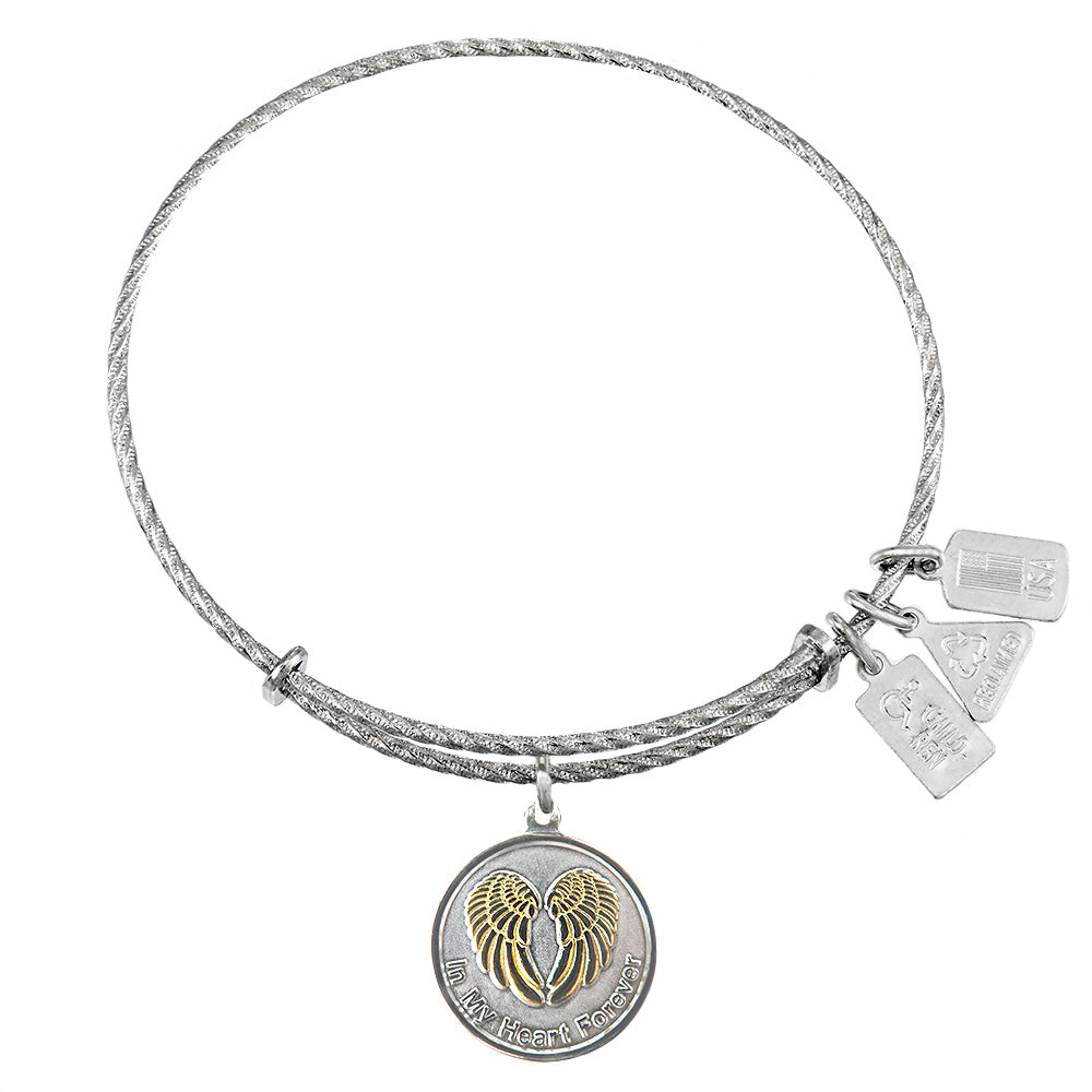 In My Heart Forever Sterling Silver Charm Bangle