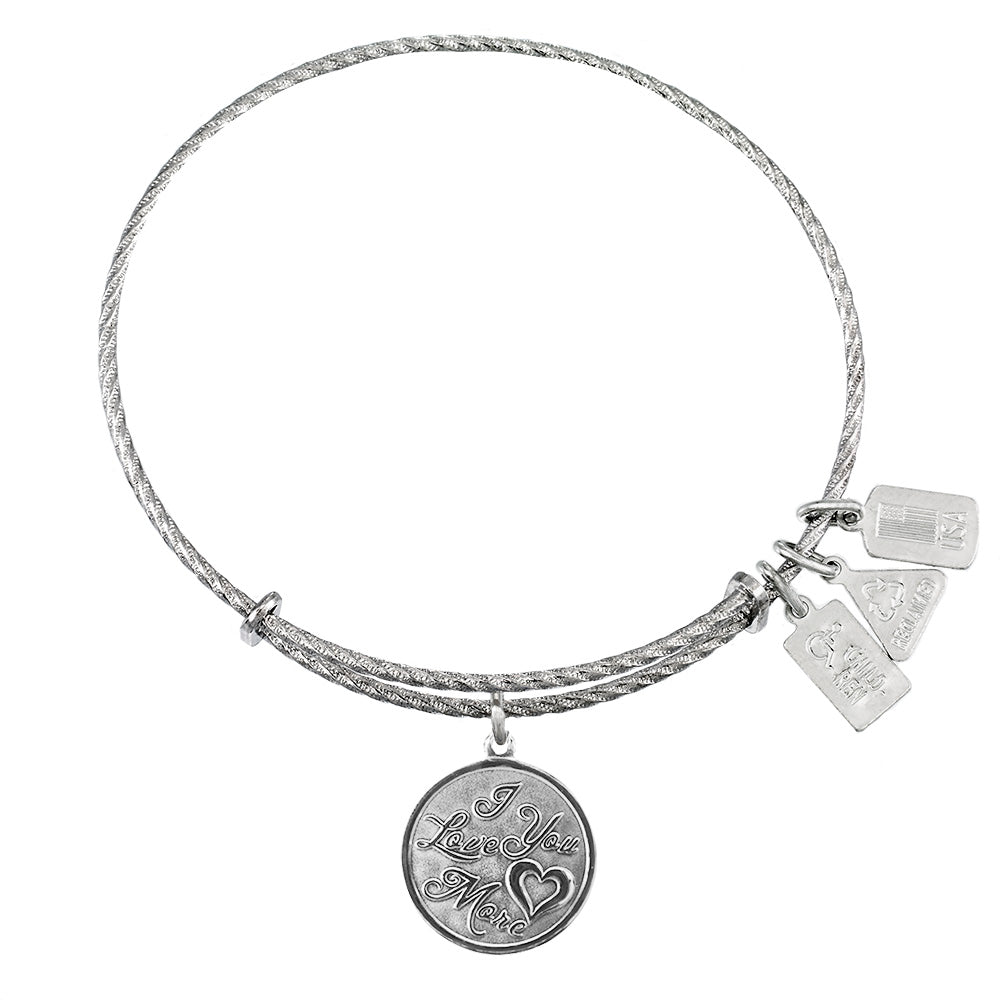 I Love You More Sterling Silver Charm Bangle