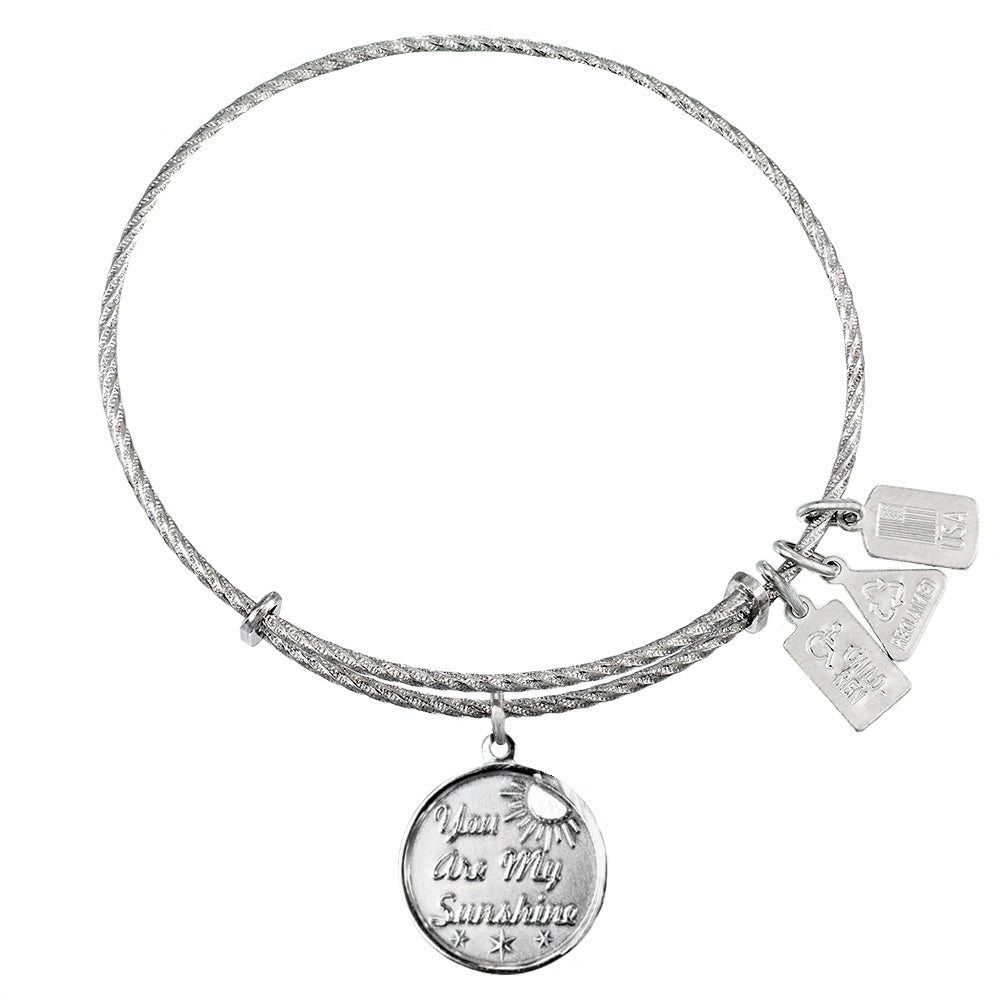 You Are My Sunshine Sterling Silver Charm Bangle