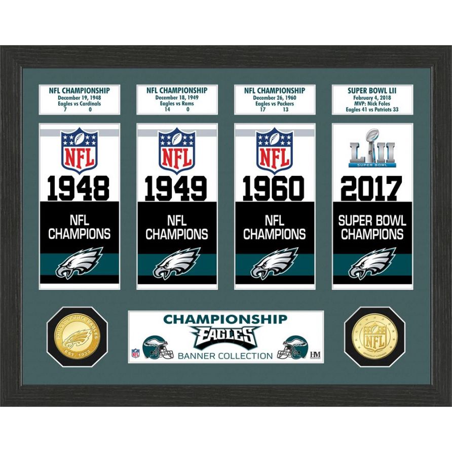 Philadelphia Eagles Super Bowl Banner Collection Bronze Coin Photo Mint